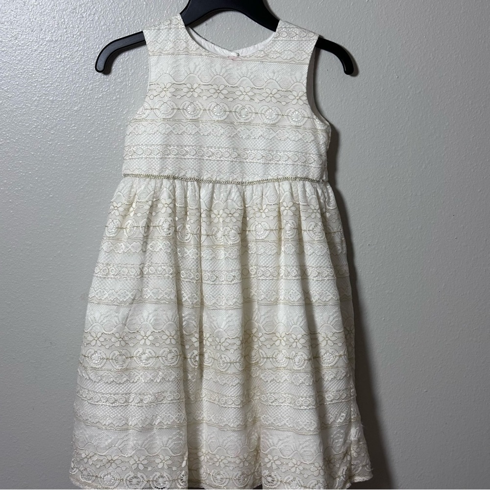 Laura Ashley Girls Lace Party White/Beige Dress size 6 - Picture 2 of 7